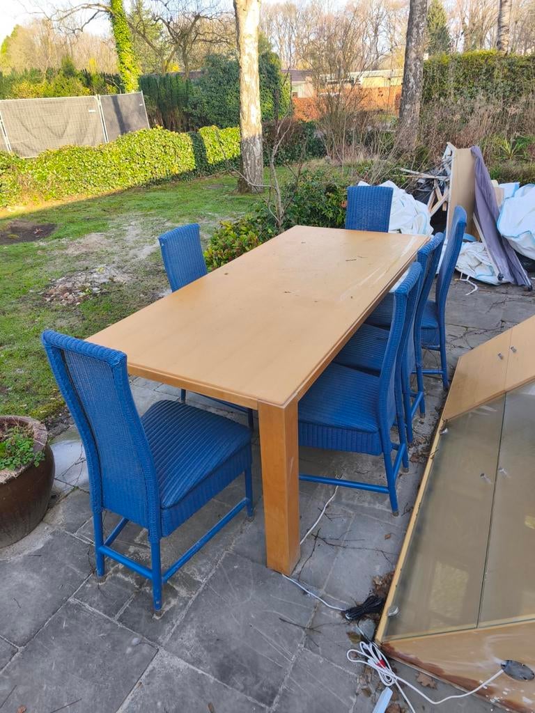 Eettafel 90x200 met 6 stoelen, Huis en Inrichting, Tafels | Eettafels, Ophalen of Verzenden