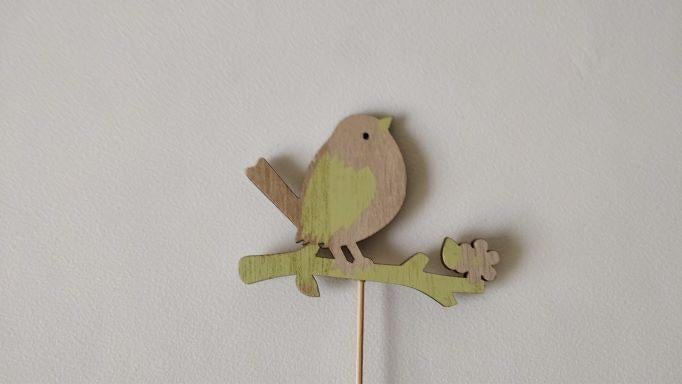 Houten vogel op stok p/st., Ophalen of Verzenden, Nieuw, Hout