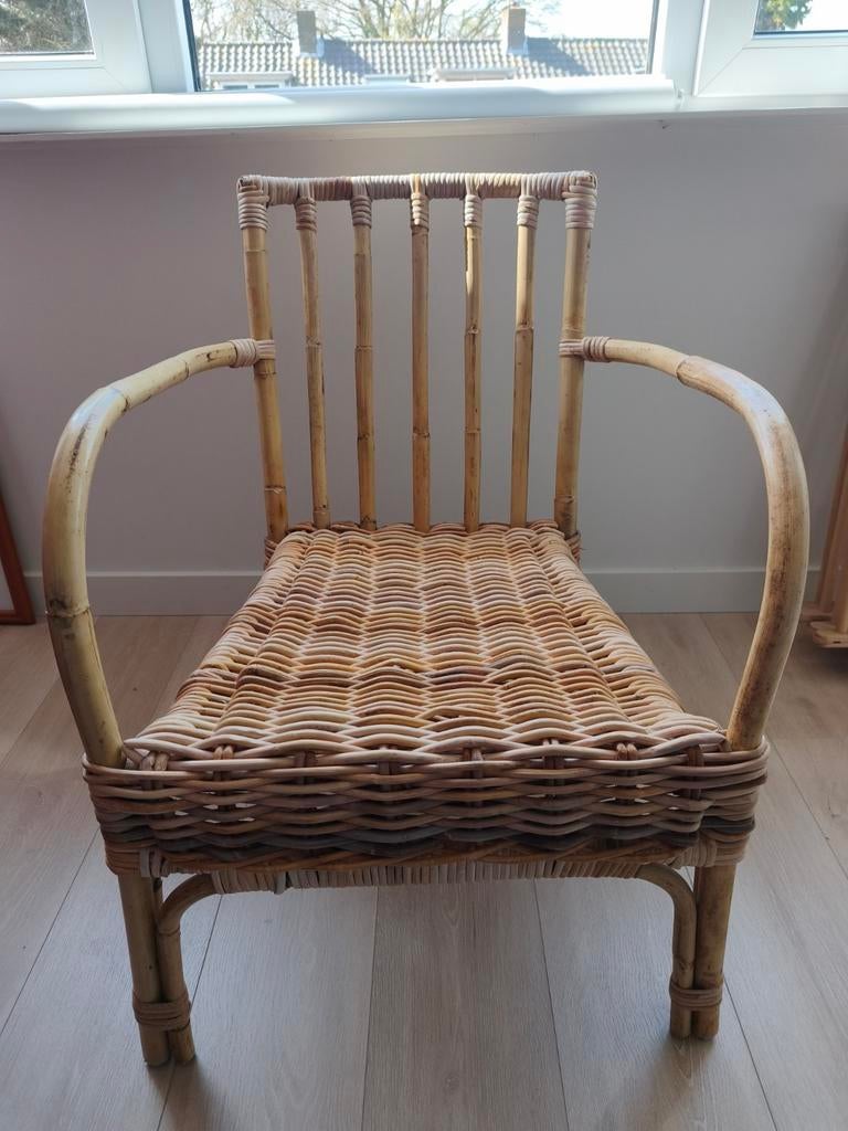 Ikea Jassa rotan stoel - Zo goed als nieuw, Huis en Inrichting, Stoelen, Vintage, Scandinavisch, Bruin, Riet of Rotan, Ophalen of Verzenden