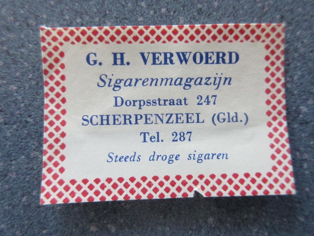Scherpenzeel, sigarenmag. H.H. Verwoerd, Verzenden, Zo goed als nieuw, Luciferdoosjes of -merken