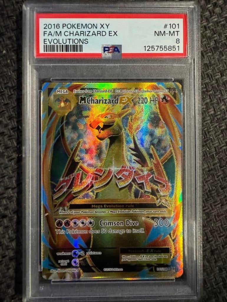 Charizard ex full art psa 8 xy evolutions, Ophalen of Verzenden, Zo goed als nieuw