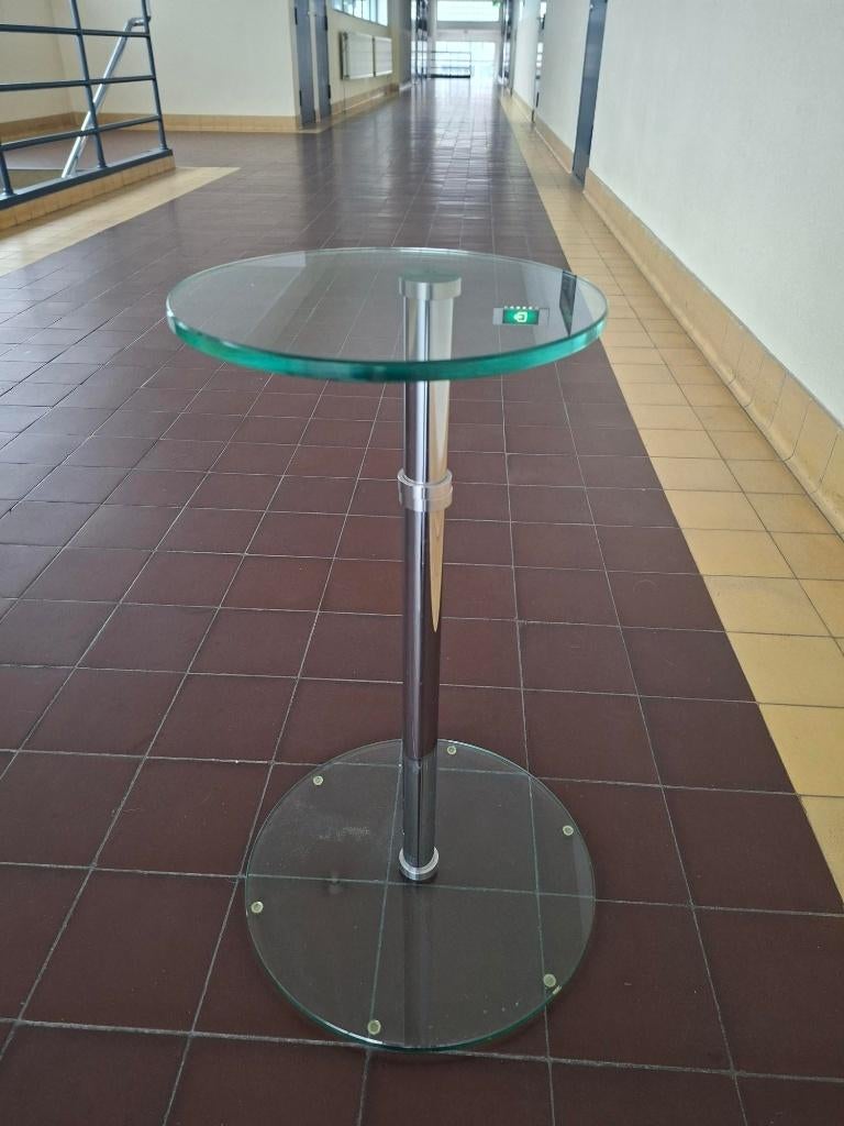 Gispen Dutch Originals GT 721 design Bijzettafel chroom glas, 45 tot 60 cm, Minder dan 55 cm, Gebruikt, Rond