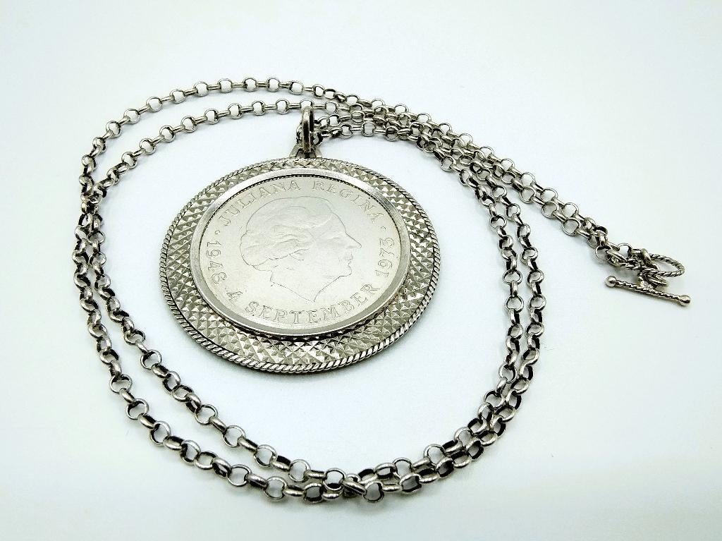 Zilveren jasseronketting met zilveren 10 gulden hanger, Met hanger, Gebruikt, Info@zilverwebsite.nl, Verzenden