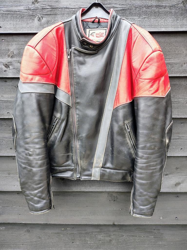 MQP vintage leren motorjas maat 56, Motoren, Ophalen of Verzenden, Tweedehands, Jas | leer