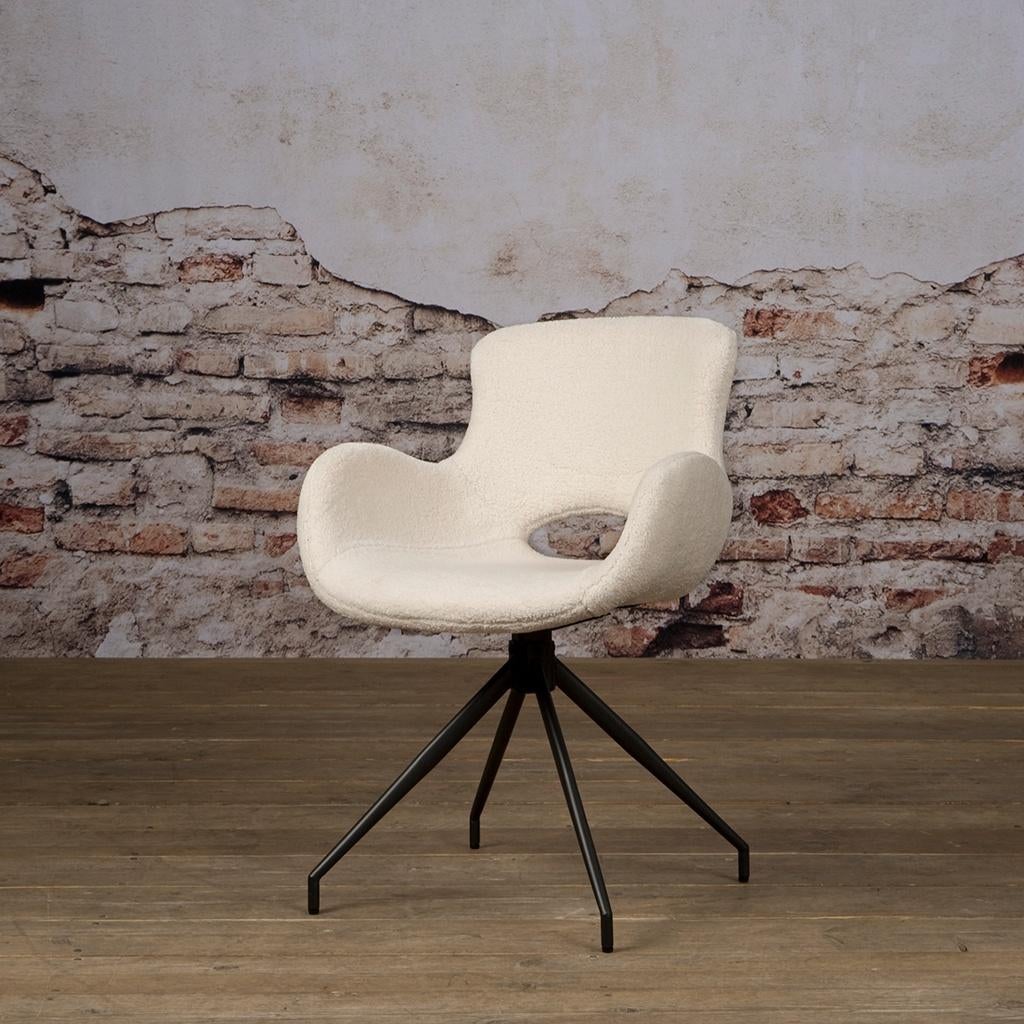 *VOORRAAD* 6 Eetkamerstoel Campo Stof Wit €1014 NU €594 (19), Wit, Nieuw, Ophalen of Verzenden, Draaibare eetkamerstoel stoelen teddy stof wit gratis bezorgd