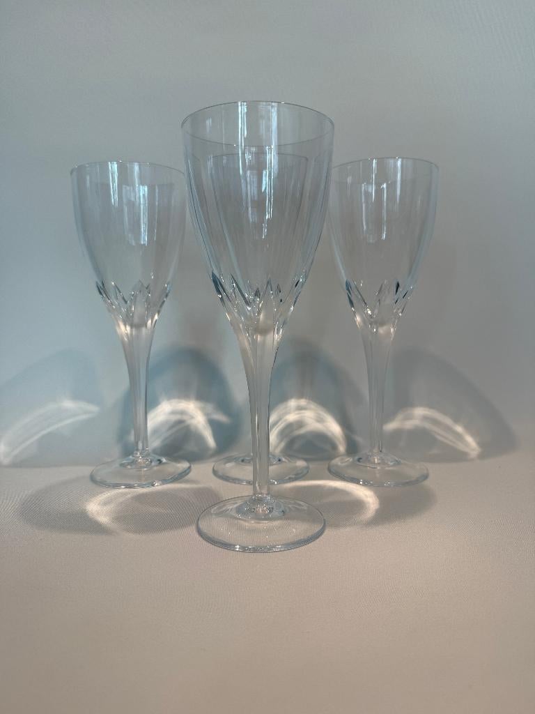 4x vintage kristallen wijnglazen, G. Durand, bloemenvoet, Ophalen of Verzenden