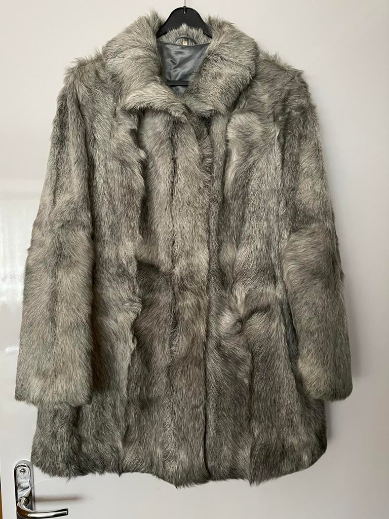 Bontjas, Verzenden, Zo goed als nieuw, Maat 42/44 (L), Grijs