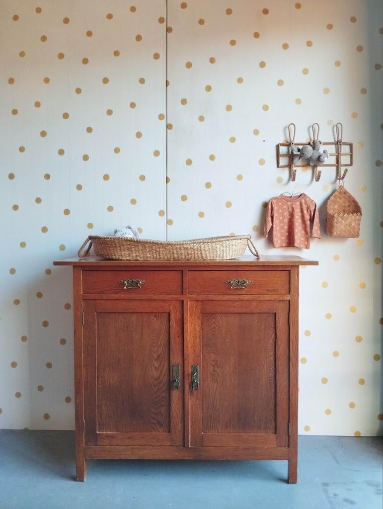 Vintage commode / eikenhout / Art Deco / bezorgen mogelijk, Kinderen en Baby's, Kinderkamer | Commodes en Kasten, Zo goed als nieuw