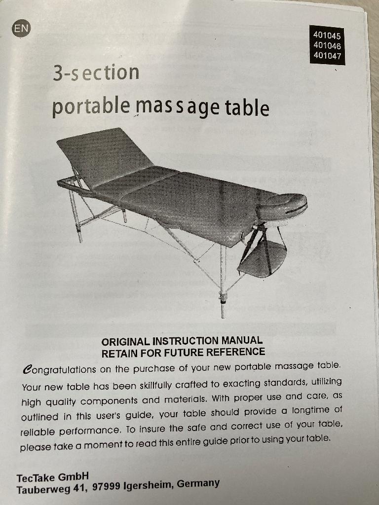 Massagebed, Sport en Fitness, Ophalen, Zo goed als nieuw, Massagetafel