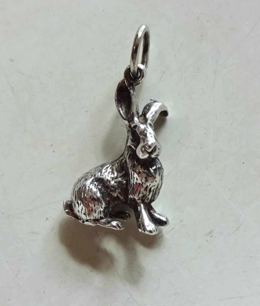 Vintage massief zilveren hangertje / bedel: konijn, Sieraden, Tassen en Uiterlijk, Antieke sieraden, Ophalen of Verzenden, Zilver
