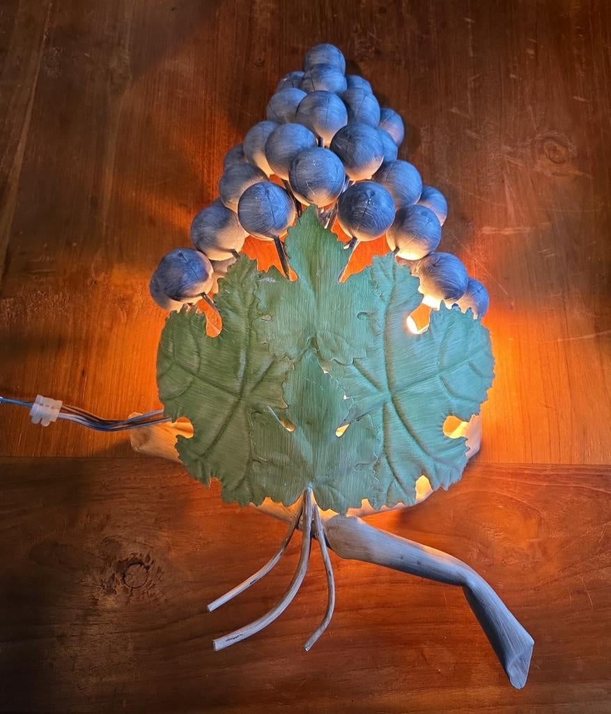 Vintage Italiaanse druiven wandlamp, Gebruikt, Ophalen of Verzenden, X, Metaal