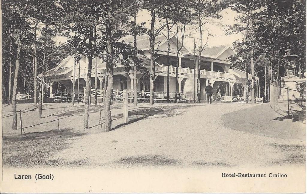 Laren, Gooi (N.H.) Hotel Restaurent Crailoo, Volk, gel. 1907, Verzenden, Voor 1920, Gelopen, Noord-Holland