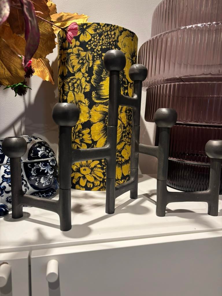 Folding kandelaar pols potten donkergrijs, Ophalen of Verzenden, Zo goed als nieuw, Overige materialen, Minder dan 25 cm