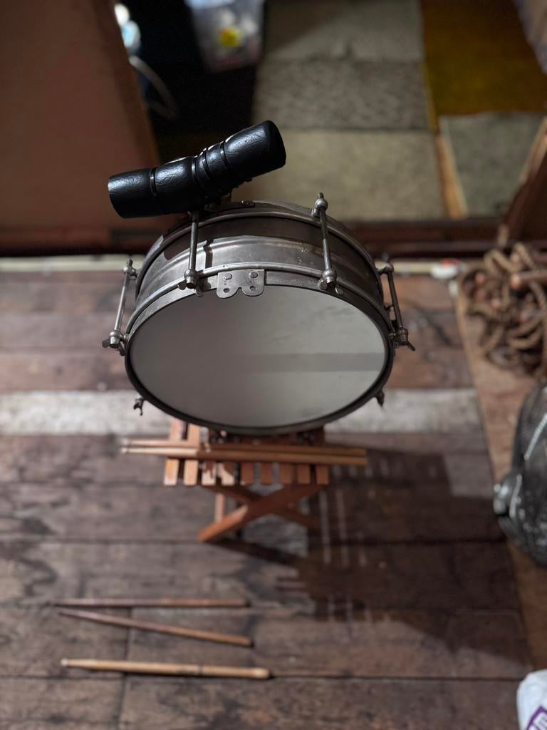 Vintage snare marching trom 14 inch met leren riem, Ophalen of Verzenden, Gebruikt, Overige merken