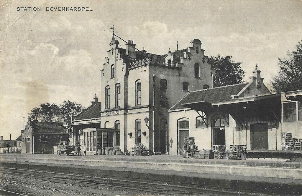 Ansichtkaart: Bovenkarspel, station, Verzenden, Voor 1920, Gelopen, Noord-Holland