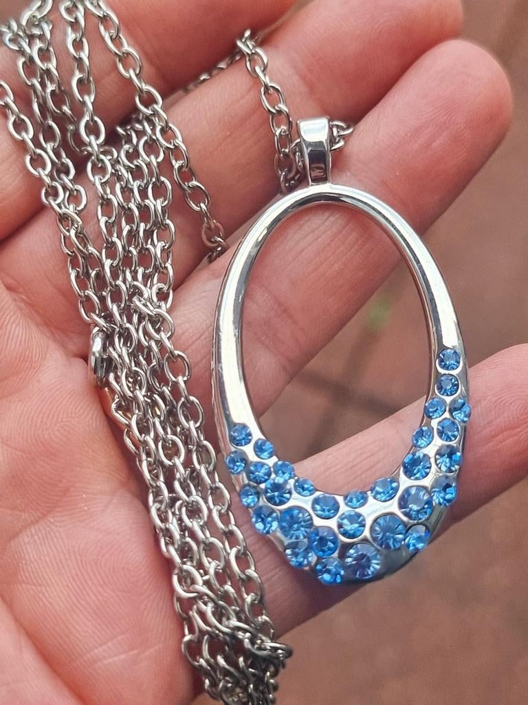 Vintage 90's modernist kristallen hanger op ketting, Sieraden, Tassen en Uiterlijk, Kettinghangers, Ophalen of Verzenden, Zo goed als nieuw