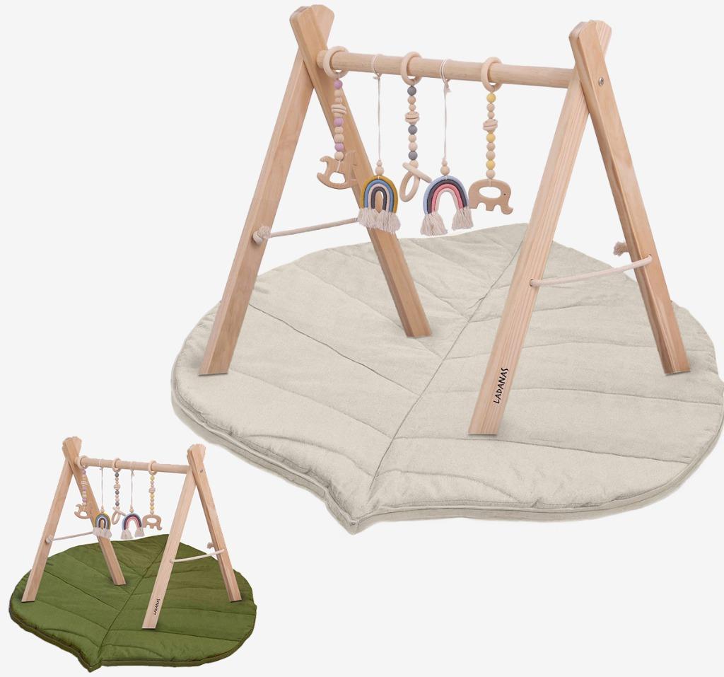 Babygym Hout+ dubbelzijdige Speelmat -houten Speelboog Baby, Ophalen of Verzenden, Nieuw, Babygym