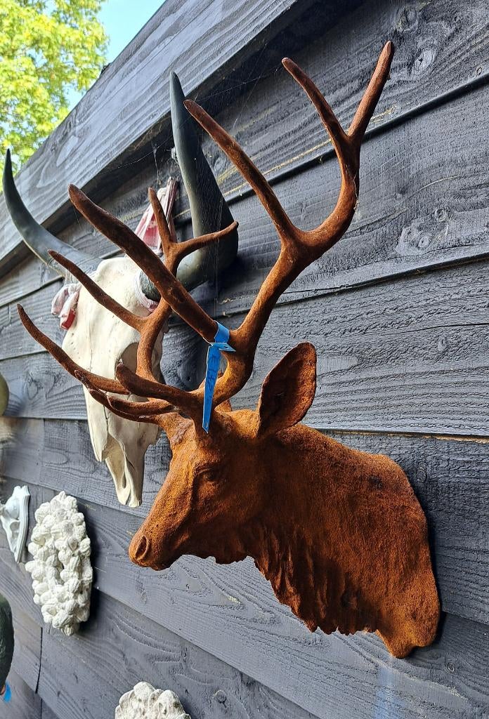 Gietijzeren hert met gewei 55 x 40 cm mooie wand decoraties, Ophalen