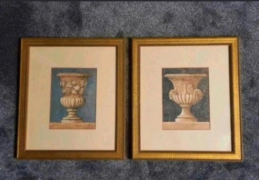 2 Lijsten met afbeelding Griekse potten, Ophalen of Verzenden, Hout, Minder dan 50 cm, Minder dan 50 cm