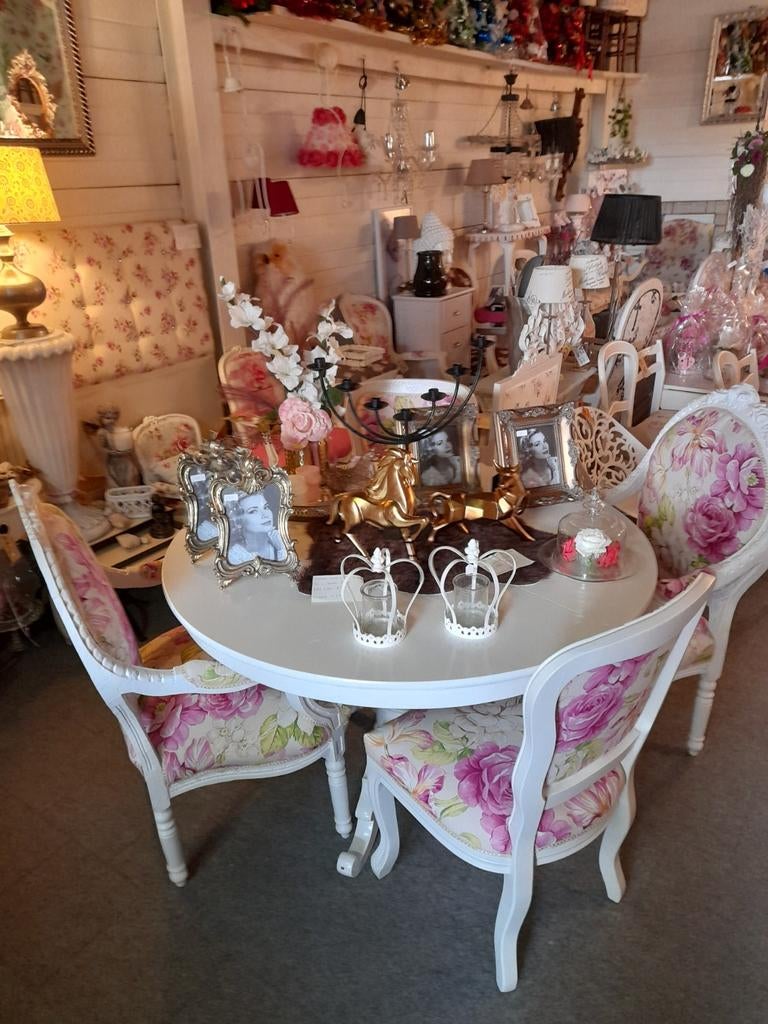 Mooie mixed brocante eethoek compleet of los te koop, Ophalen of Verzenden