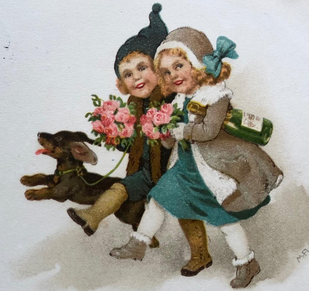 MARIE FLATSCHER - “teckel”  jongen en meisje, Verzenden, 1920 tot 1940, Gelopen, Kinderen