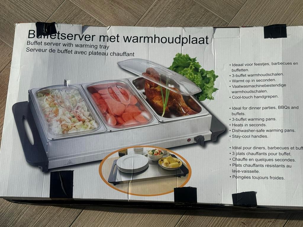 Buffetserver met warmhoudplaat - Ideaal voor buffetten, Ophalen of Verzenden, Nieuw