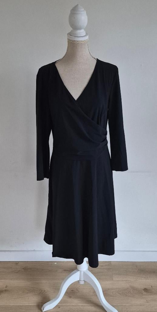 LaDress v-hals jurk zwart L, Ophalen of Verzenden, Zo goed als nieuw, Zwart, Knielengte