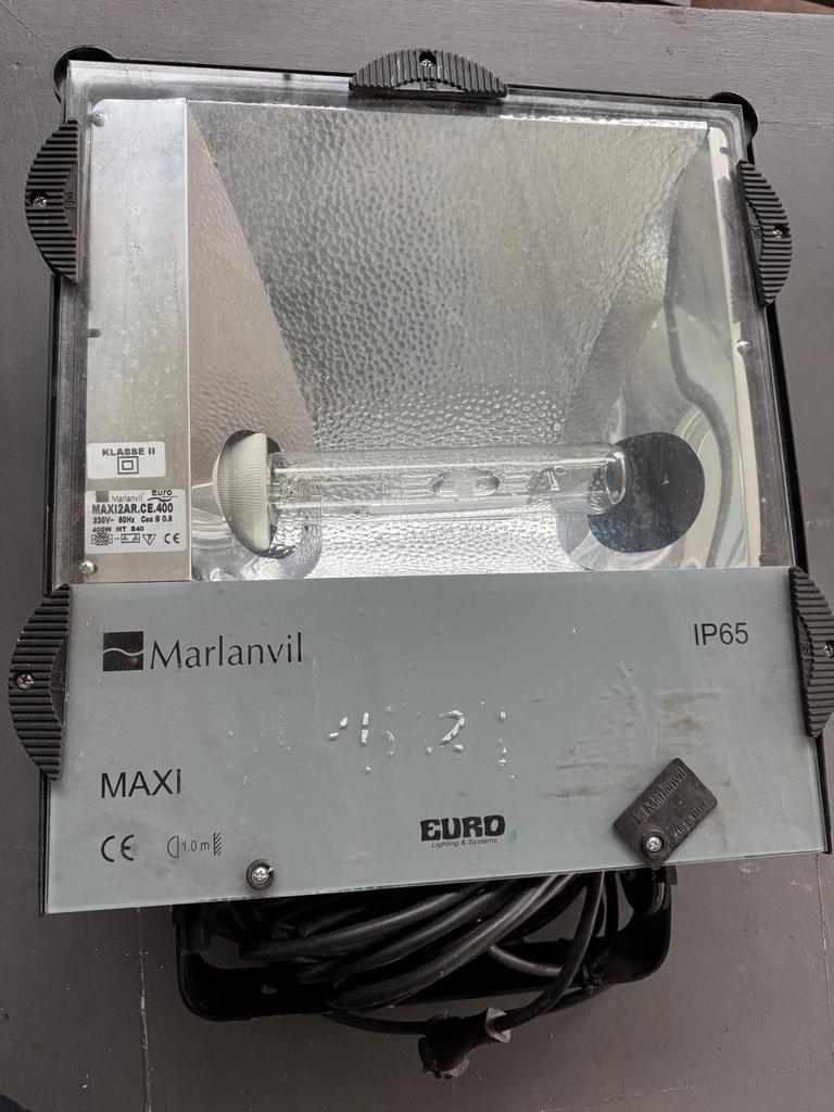 Marlanvil MAXI 400W Bouwlamp, Doe-het-zelf en Verbouw, Bouwverlichting, Gebruikt, Lamp met armatuur, 200 tot 500 watt, Ophalen