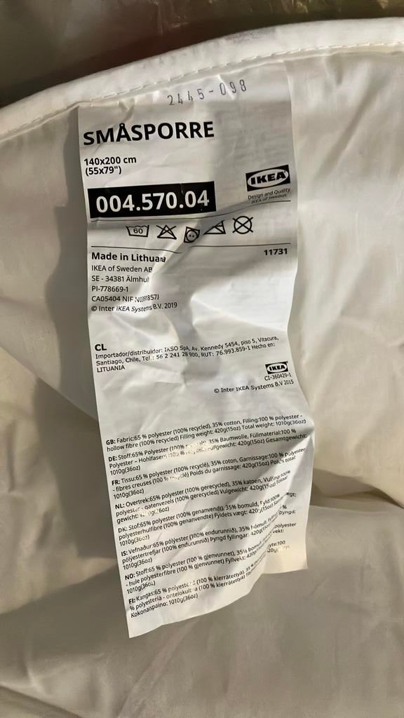 Nieuw ikea dekbed Smasporre 140x200, Ophalen, Eenpersoons, Wit, Nieuw
