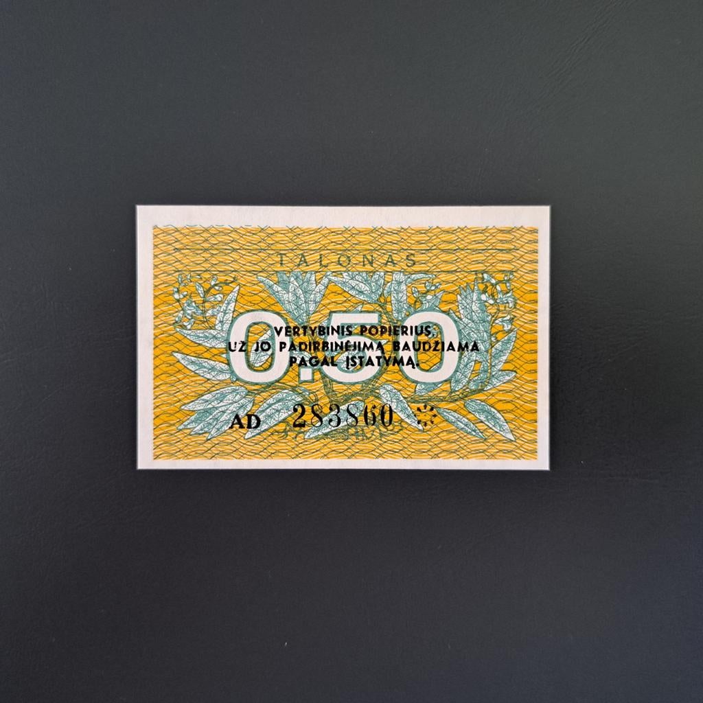 0,50 talonas Litouwen #050, Verzenden, Overige landen, Los biljet