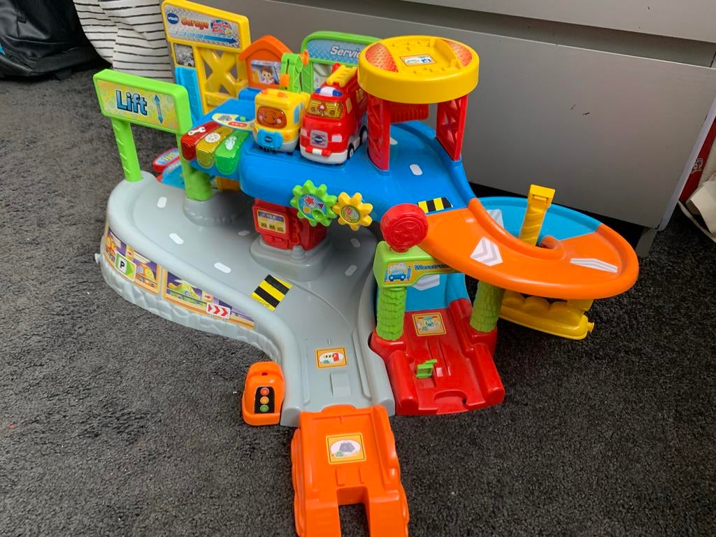 Vtech Wasstraat + Teun Takelwagen & Brandweerauto, Kinderen en Baby's, Speelgoed | Overig, Ophalen, Zo goed als nieuw, Jongen of Meisje
