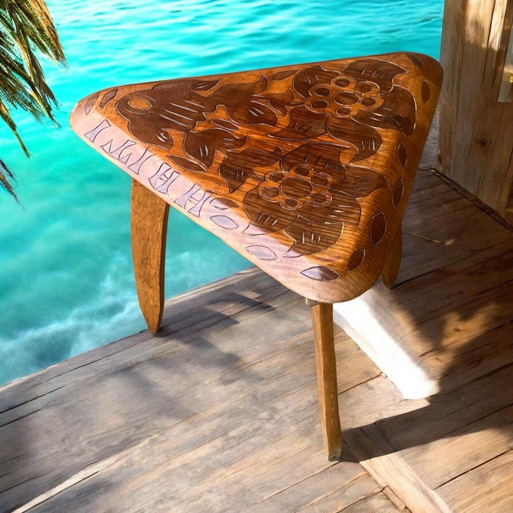 Vintage Haïtiaanse bijzettafeltjes/ plantefeltjes 60S, Ophalen, Minder dan 45 cm, Minder dan 55 cm, Gebruikt