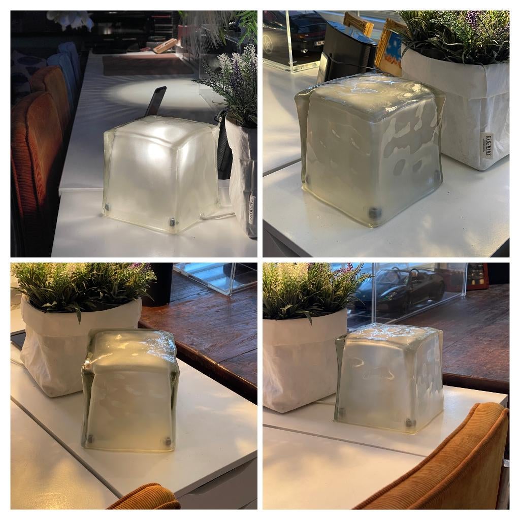 IKEA Iviken tafellamp  Model B0012  "Ice Cube" Retro 90, Gebruikt, Glas, Minder dan 50 cm, Jaren 90 Retro