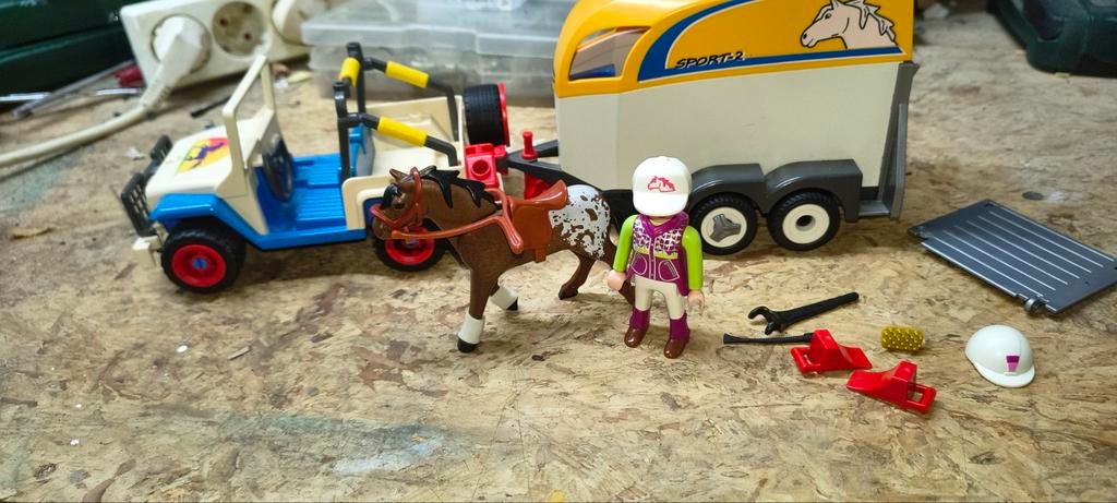Playmobil 3249 Paardentrailer met auto en paard, Ophalen of Verzenden, Gebruikt, Complete set