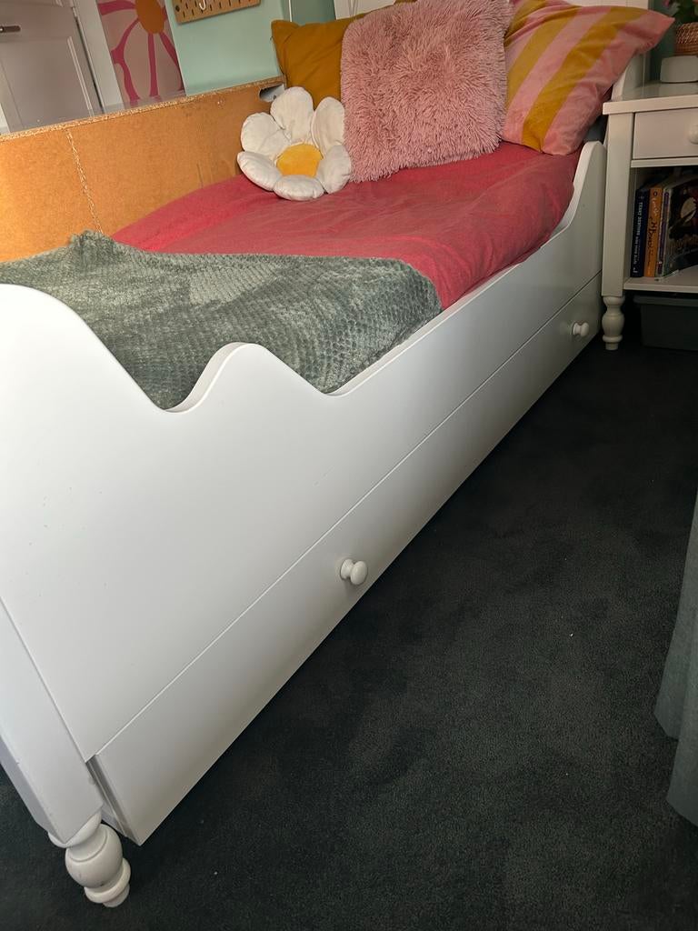 Bopita bed Belle 90x200 met nachtkastje en onderschuifbed., Ophalen, Gebruikt, 90 cm, Eenpersoons