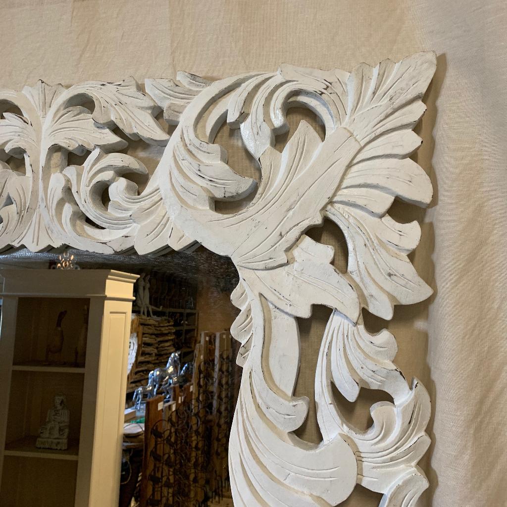 Barok Spiegel - houten lijst - wit - 200 x 100 cm -TTM Wonen, TTM Wonen, Meubels – (Perzische) Tapijten en Woonaccessoires, 200 cm of meer