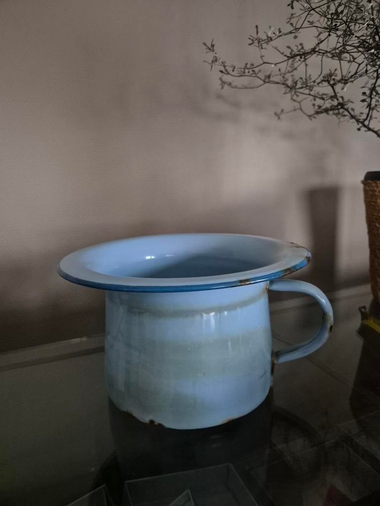 Blauwe emaille po, Antiek en Kunst, Ophalen of Verzenden