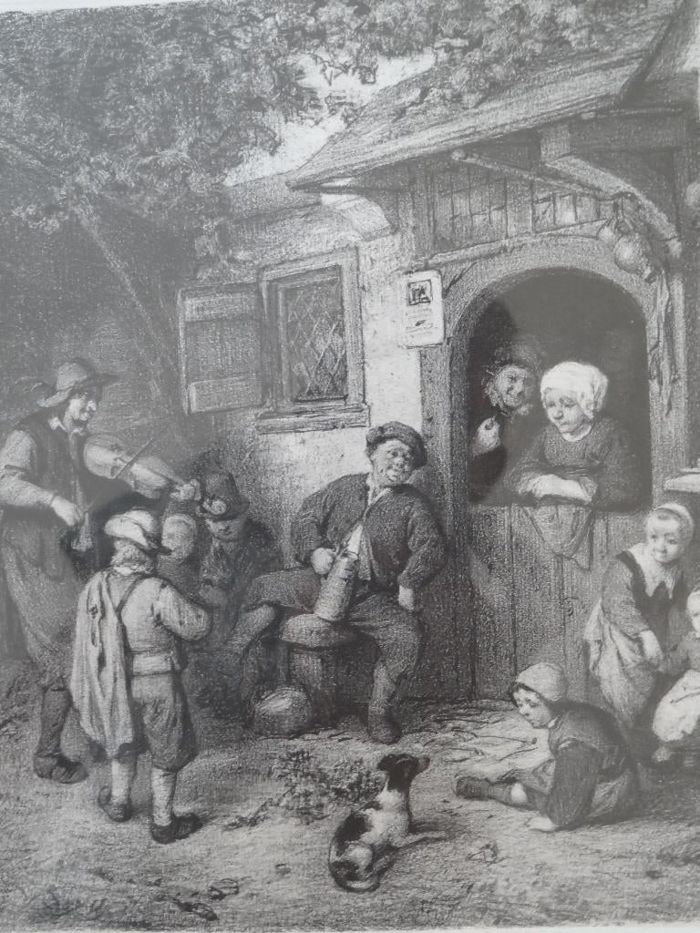 Steendruk Blinde vioolspeler bij huisje, Isaac van Ostade, Antiek en Kunst, Kunst | Etsen en Gravures, Verzenden