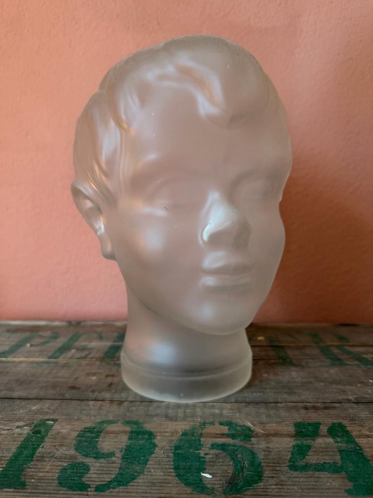 Vintage Glazen Kinderkopje – Uniek Decoratief Object, Antiek en Kunst, Ophalen