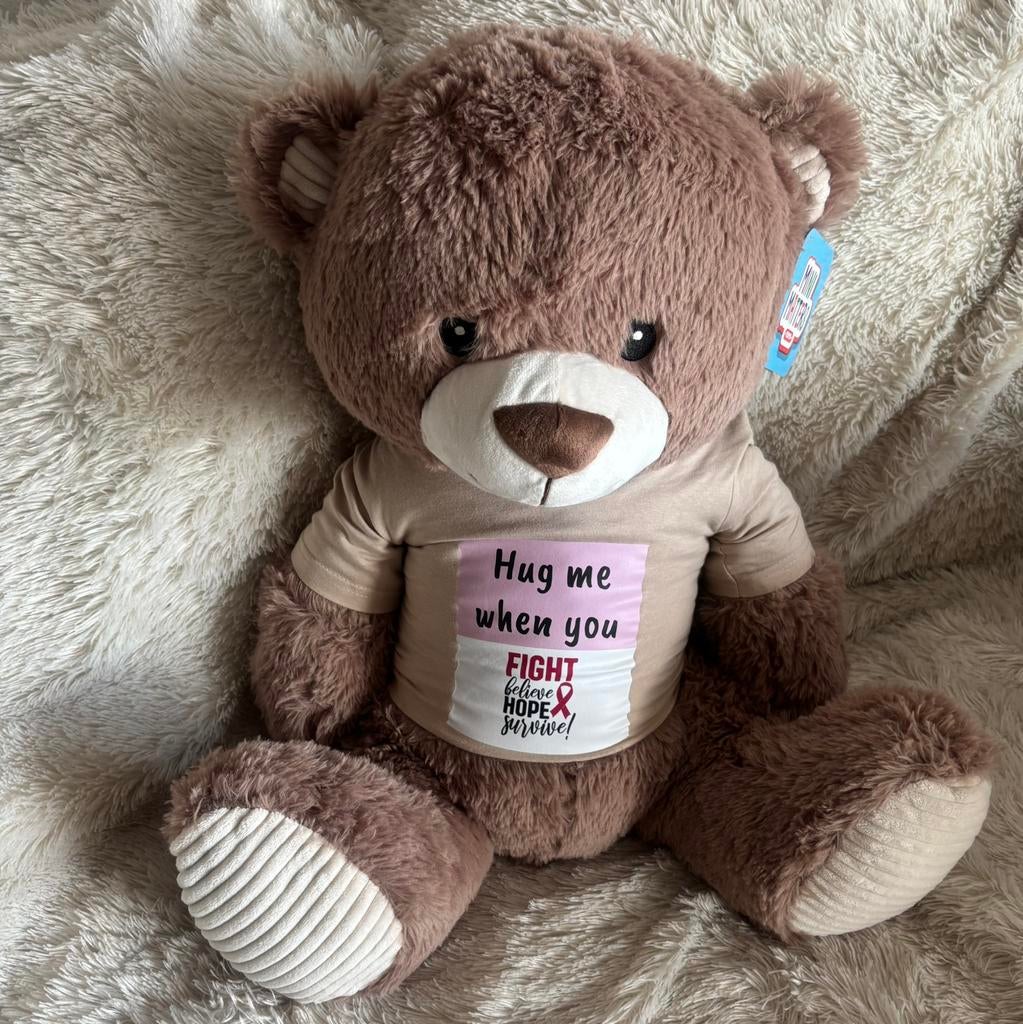 Verzwaringsknuffel beer, pink ribbon, bemoedings knuffel., Ophalen, Nieuw, Beer