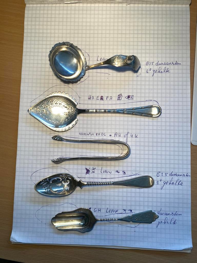 Zilveren lepeltjes en een Gero soeplepel, Antiek en Kunst, Antiek | Bestek, Ophalen of Verzenden