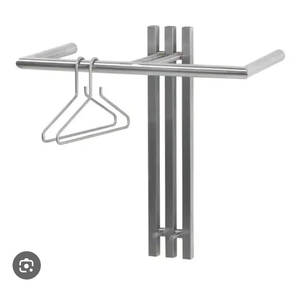 RVS kapstok incl 6 RVS kledinghangers, Wandkapstok, Ophalen of Verzenden, Zo goed als nieuw, Metaal