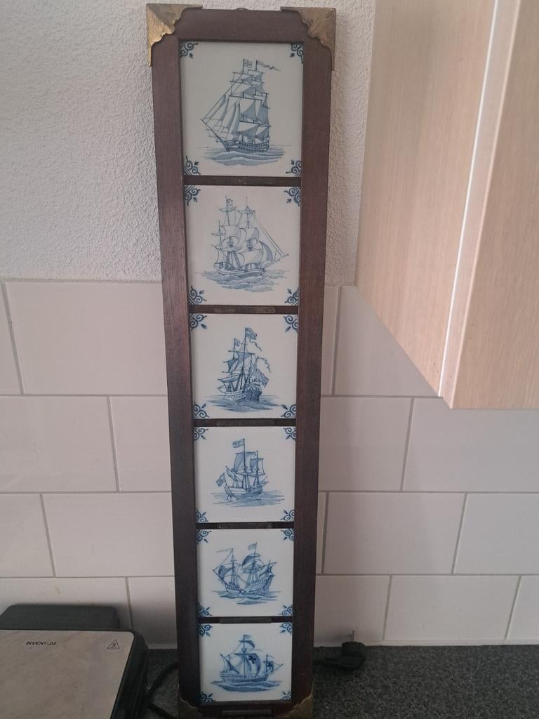 6 x tichelaar makkum tegel in lijst, Ophalen of Verzenden