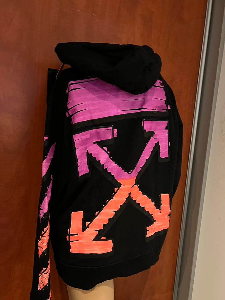 OFF-WHITE sweater met capuchon m origineel zgan, Maat 38/40 (M), Off-White, G, Zwart