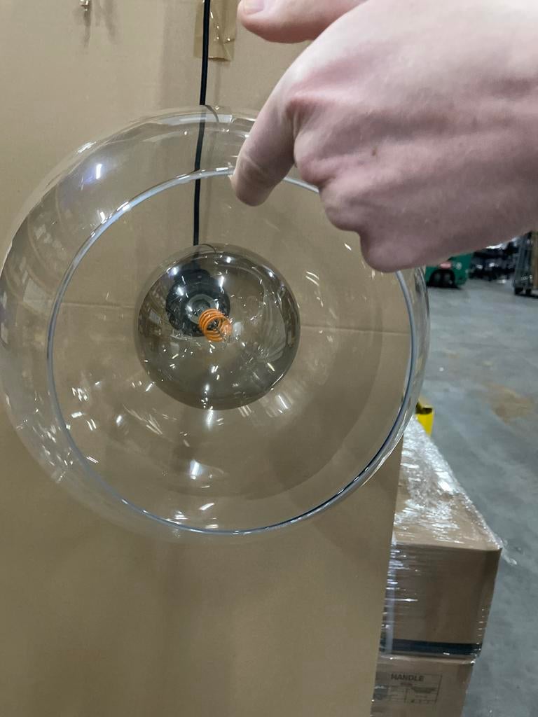 IKEA Glazen Hanglamp met LED Lamp - Modern Design, Ophalen, Zo goed als nieuw, Glas, Minder dan 50 cm