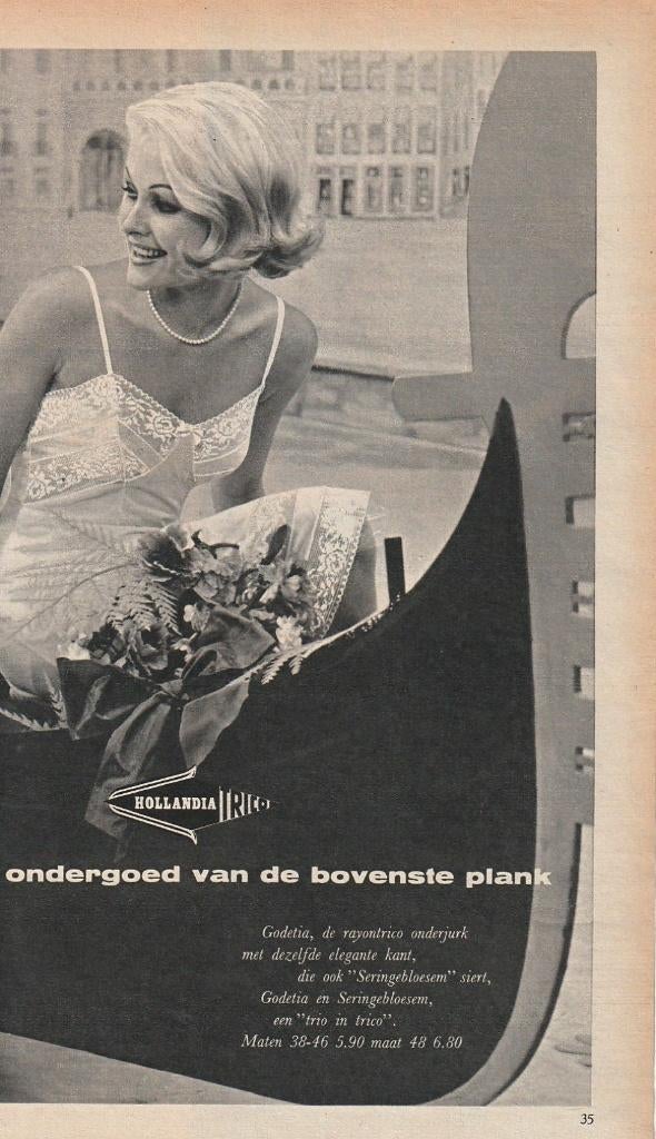 Retro reclame 1961 Hollandia dames lingerie ondergoed, Verzenden, Overige typen