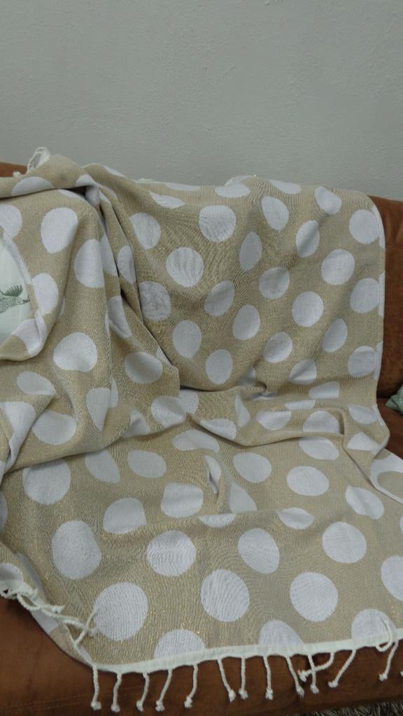 Woonplaid wit met goud, Hema. 154x128, Ophalen of Verzenden, Zo goed als nieuw