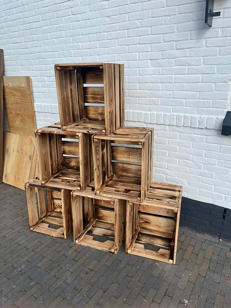 6 Decorative douglashouten opbergkisten, Huis en Inrichting, Woonaccessoires | Kisten, Ophalen, Zo goed als nieuw, 50 tot 100 cm