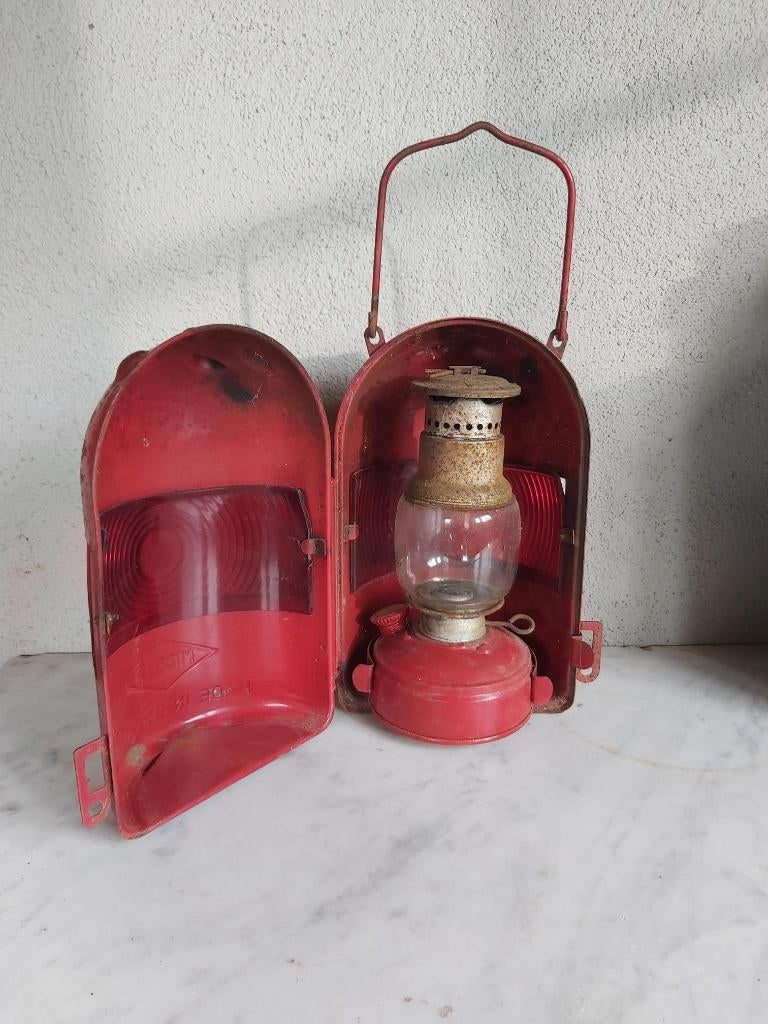 Oude Belgische Nicoln Petroleum lantaarn Blitz, Antiek en Kunst, Ophalen of Verzenden