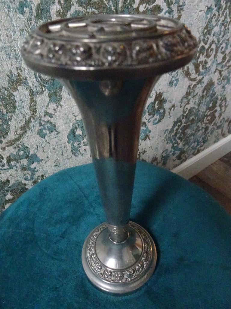 Vintage Engelse verzilverde rozensteker/ rozenbowl met rozen, Ophalen of Verzenden